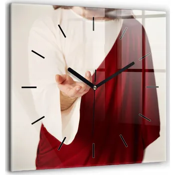 Hodiny Skleněné hodiny Sklo Tichý Bezhlučný Nástěnný Ježíš Kristus ruka 60x60