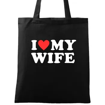 Bavlněná taška Miluju svoji ženu I Love My Wife (Barva: Černá)