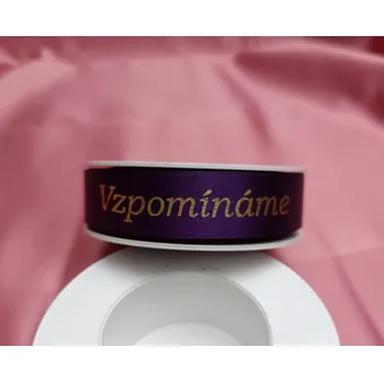 Stuha Stuha smuteční saténová šíře 25 mm vzpomínáme, fialová