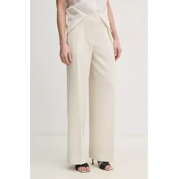 Dámské kalhoty Kalhoty Calvin Klein dámské, béžová barva, široké, high waist, K20K208217 01X, vel. 34