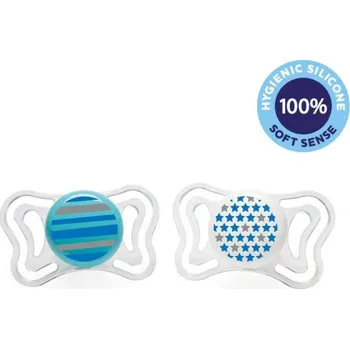 dudlíky CHICCO Dudlík Physio Light silikonový 6-16m chlapec - proužek/hvězdy 2 ks