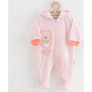 Kojenecký semiškový overal s kapucí New Baby Sweetheart růžový