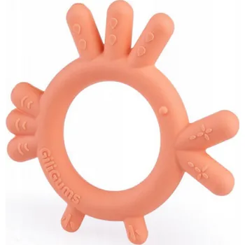GiliGums Dětské silikonové kousátko Chicken Teether, 3m+, meruňková, 1 ks