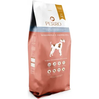 Krmivo pro psa PERRO Bezzrnná Krmivo Hovězí s Jehněčím pro Střední a Velká Plemena Psů 12kg