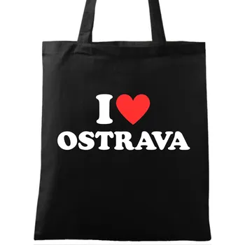 Nákupní taška Bavlněná taška Miluju Ostravu I Love Ostrava (Barva: Černá)