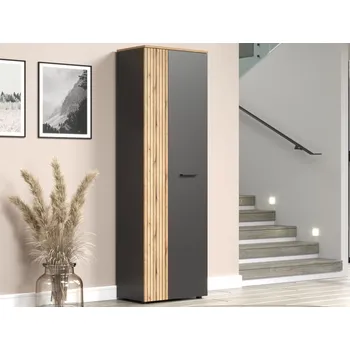 Šatní skříň Předsíňová šatní skříň s policemi Esteban, antracit/dub evoke