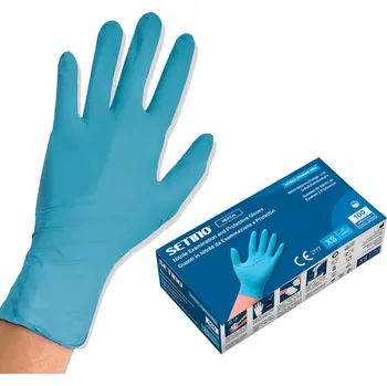 Vyšetřovací rukavice Vyšetřovací rukavice nitrilové bez pudru Setino modré, 100 ks M