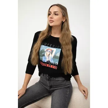 Dámská halenka Halenka s potiskem Superior černá Kesi černá 3085965