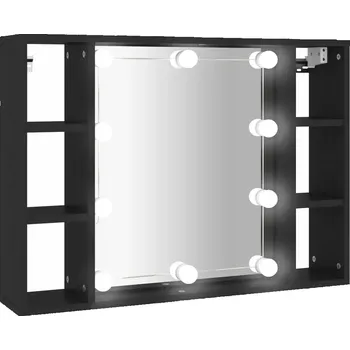 Koupelnový nábytek Skříňka se zrcadlem LED 76x15x55 cm, černá