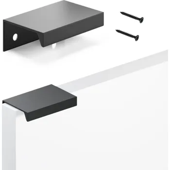 Nábytkové kování NÁBYTKOVÁ ÚCHYTKA ČERNÁ MATNÁ HRANOVÁ LOFT PŘESAHUJÍCÍ + VRUTY D-32 H-50