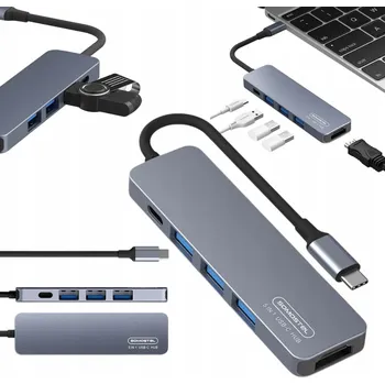 USB ADAPTÉR SOMOSTEL SMS-BZ08 PD 60W 1X USB-C 2X USB 2.0 1X USB 3.0 1X HDMI