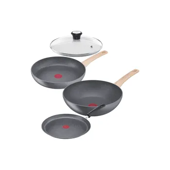 Pánev Akční set pánví Tefal Natural Force klasická 28 cm, wok 28 cm, palačinková 25 cm a poklice 28 cm