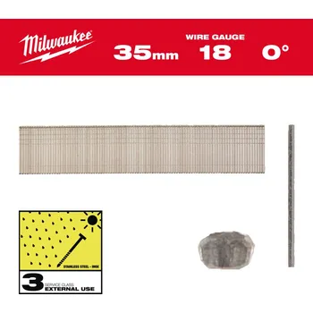 Hřebík MILWAUKEE Kolářské hřebíky nerez 18G/35mm/SC3, 5000ks