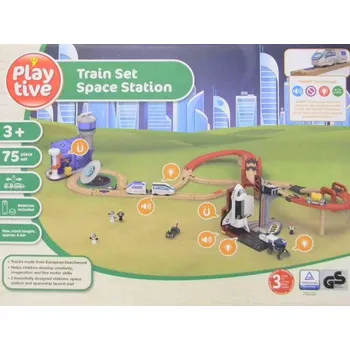 Vláček a vláčkodráha Playtive Train Set Space Station 75 ks