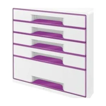 Zásuvkový box Leitz WOW CUBE, 5 zásuvek, bílá/purpurová (52142062)