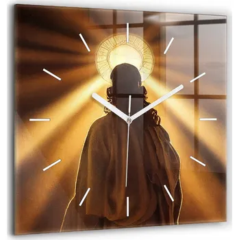 Hodiny Skleněné nástěnné hodiny s motivem Ježíše Krista - Boží Tělo