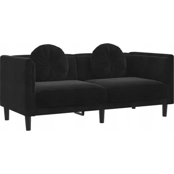 Pohovka Sametová pohovka pro 2 osoby, černá 173,5x77x70 cm