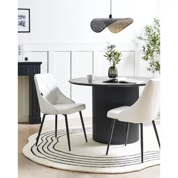 Jídelní židle Sada židlí do jídelny 2 bílé a černé syntetická kůže ocel moderní čalouněné sedadlo s prošívaným opěradlem Beliani