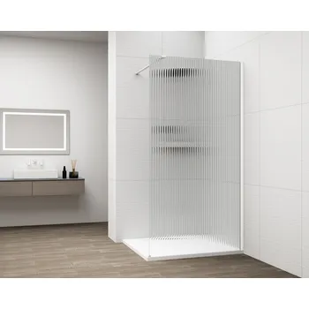 POLYSAN ESCA WHITE MATT jednodílná sprchová zástěna k instalaci ke stěně, sklo Flute, 900 mm (ES1390-03)