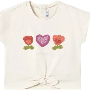 MAYORAL dívčí triko s výšivkou KR Kytičky a srdíčko béžová vel. 86 cm