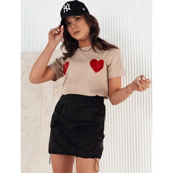 Béžové dámské tričko se srdíčky PALIS RY2431 Velikost: ONE SIZE