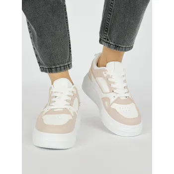 Dámské tenisky Bílo-růžové dámské sportovní tenisky na platformě