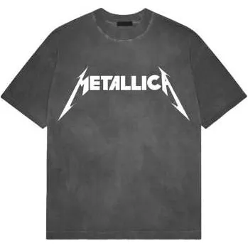 Zahraniční hudba Merch Metallica: Metallica Unisex Stone Wash T-shirt: Logo (charcoal Grey) (xx-large) XXL