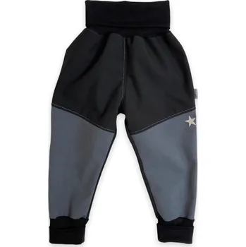 Chlapecké kalhoty Vyrobeniny Dětské softshellové kalhoty s fleecem černá-šedá 110 - 116