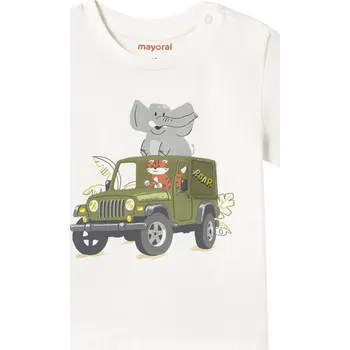 MAYORAL chlapecké tričko KR interaktivní obrázek Safari krémová vel. 92 cm