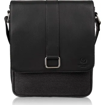 Paolo Peruzzi Pánská kožená a plátěná taška přes rameno Peruzzi černá