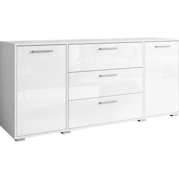 Komoda Komoda Bratex Bogota bílá lesklá 150 x 40 x 68 cm 2 dvířka 3 zásuvky