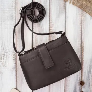 Kabelka Paolo Peruzzi Dámská kožená taška přes rameno, malá městská Peruzzi; hnědá