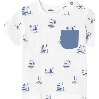 MAYORAL chlapecké tričko KR lodě bílá, modrá vel. 80 cm