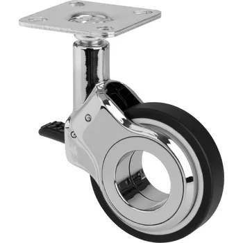 Walteco Designové nábytkové kolečko, průměr 60mm, otočné s destičkou, brzda, nosnost 60 kg