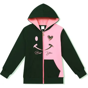 Dívčí mikina Dívčí mikina - KUGO MM9816, černá / světle růžová Barva: Černá, Velikost: 152