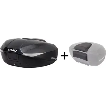 Zavazadlo na motocykl SHAD Vrchní kufr na motorku SH58X Karbon (rozšiřitelný koncept) s PREMIUM zámkem a opěrkou (SH58X je rozšiřitelný kufr, jehož objem je možné upravit do tří velikostí (L, XL a XXL) se zámkem PREMIUM. (VČETNĚ OPĚRKY))