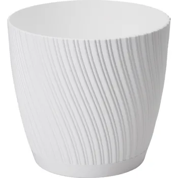 Květináč Maják Květník MIKA ECO s podmiskou plastový d17x15cm bílá