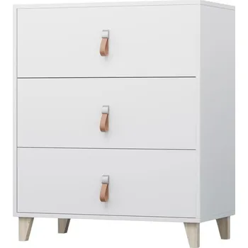 Šatní skříň Komoda 3S - FIGO 02, Bílá/Přírodní