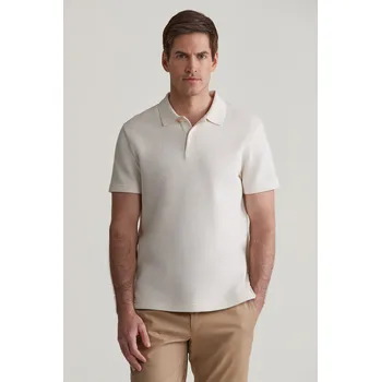 Pánské oblečení POLOKOŠILE GANT WAFFLE TEXTURED SS POLO CREAM