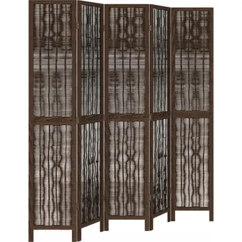 Paraván Paraván z opáleného dřeva paulovnie 175x200cm tmavě hnědý