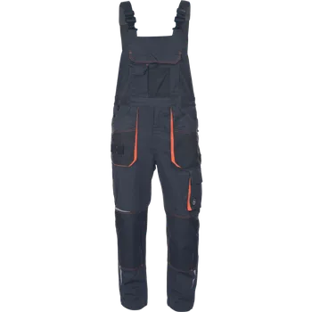 montérky Cerva Kalhoty pracovní s laclem EMERTON STRETCH šedá/oranžová 48