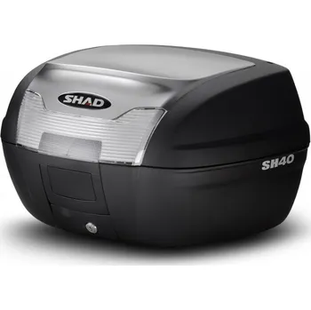 Zavazadlo na motocykl SHAD Vrchní kufr s barevným krytem SH40 stříbrná (SH40 je kufr střední kapacity, do kterého se vejde jedna helma. Včetně plotny.)
