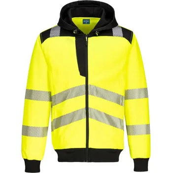 Pánská mikina Mikina reflexní PORTWEST PW327 s kapucí žlutá/černá XL