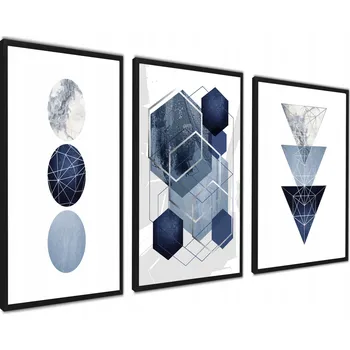 Obraz Plakát PLAKÁTY GEOMETRICKÉ TVARY TRIPTICH v rámu 100 x 43 cm