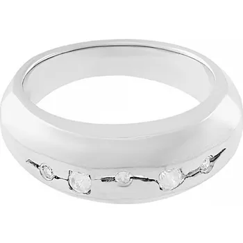 Souprava šperků MPM Dámský ocelový nerezový prsten se zirkony 5062 (velikost 52) - stříbrné barvy