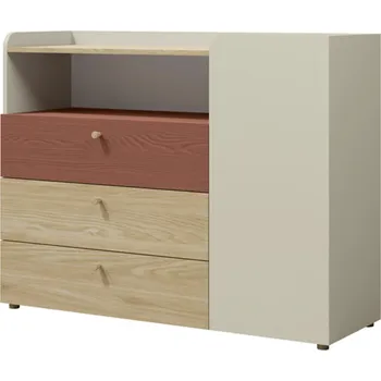 Komoda Jurek Meble Komoda Yuki 9 Zvolte barevné provedení: šedobéžová / olejovaný dub / korálová