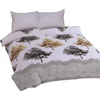 Povlečení Povlečení bavlněné 220x200 stromy šedé zlaté Ranforce