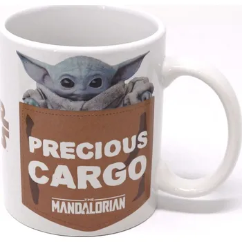 Bílý keramický hrnek Star Wars|Hvězdné války TV seriál The Mandalorian: Precious Cargo - mladý Yoda (objem 315 ml)