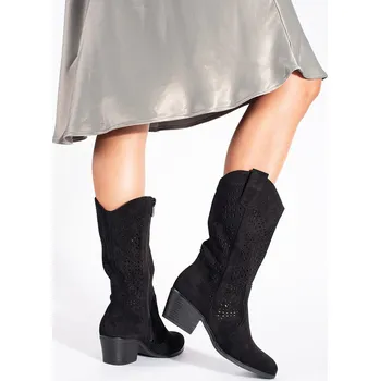 SEASTAR Black openwork women's cowboy boots SEASTAR černá 2939688