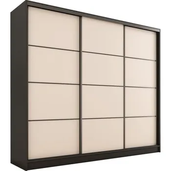 Šatní skříň Šatní skříň HARAZIA 200 bez zrcadla, se 4 šuplíky a 2 šatními tyčemi, černá/béžová +možnost VÝNOSU + vyzvednutí ZDARMA